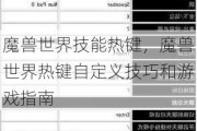 魔兽世界技能热键，魔兽世界热键自定义技巧和游戏指南